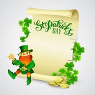 Saint Patrick&#039;s day vector illustration with Leprechaun N2