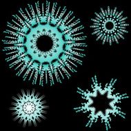 Blue Christmas snowflakes on black background N2