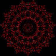 Vintage red flower mosaic on black background