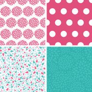 Vector abstract colorful drops set of four marching repeat patterns