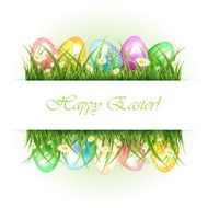 Background with grass and Easter eggs