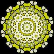 Vintage green with brown mosaic petal flower N4