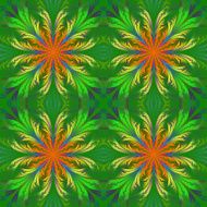 Beautiful pattern from fractal flowers Orange and green palette N3