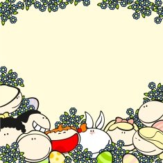 Easter background with kids and rabbit N2