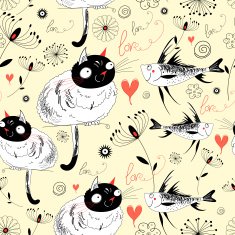 texture of the cats and fish