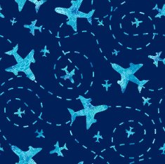 Textured Flying Airplanes Seamless Pattern Background