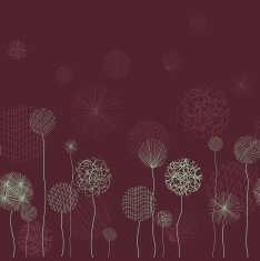 Line seamless with fantastic flowers