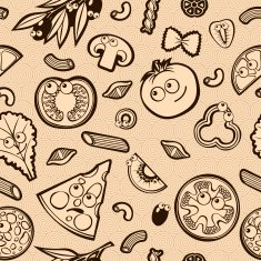 Seamless Pattern with Cute Food