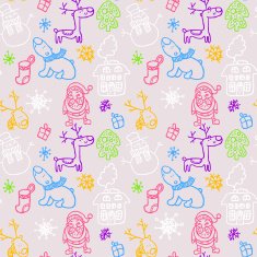 Seamless colorful christmas pattern in cartoon style N2