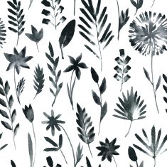 seamless pattern with flowers and grass N3