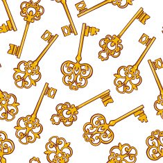 seamless background with gold keys