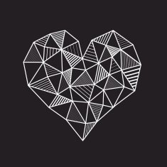 Abstract geometric low poly line heart
