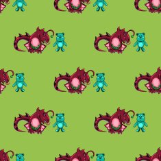 seamless pattern with dragon and the bear N2
