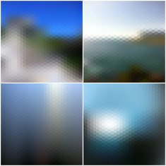 Blur landscape vector backgrounds Blurred hexagonal backgrounds set