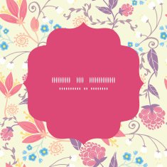 Vector fresh field flowers and leaves circle frame seamless pattern