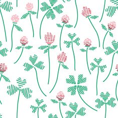 seamless pattern with clovers and flowers