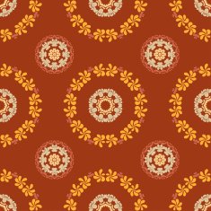Ornate seamless floral pattern on brown background