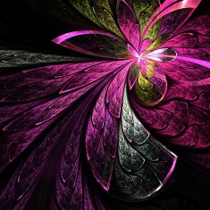 Beautiful flower pattern in stained-glass window style Purple palette