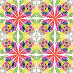 Multicolored symmetrical pattern in stained-glass window style N15