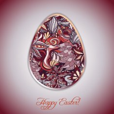 Easter egg greeting card with abstract hand drawn ornament N5