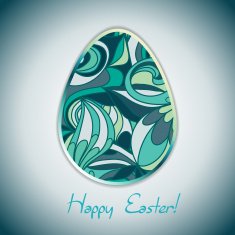 Easter egg greeting card with abstract hand drawn ornament N6
