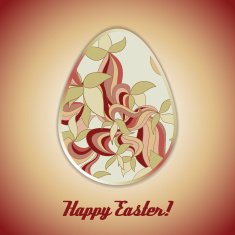Easter egg greeting card with abstract hand drawn ornament N8