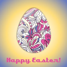 Easter egg greeting card with abstract hand drawn ornament N11
