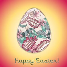 Easter egg greeting card with abstract hand drawn ornament N12