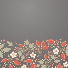 barberry border hand-drawn berry pattern N4