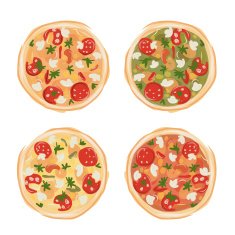 Pizza with tomato and mushrooms sketch for your design