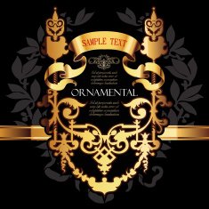 Vector decorative ornamental background with golden elements