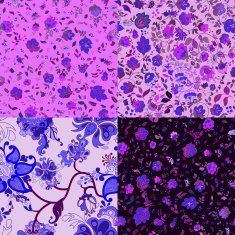 Set of abstract floral seamless patterns N6