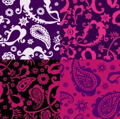 Set of abstract floral seamless patterns N10