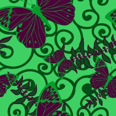 vector seamless background with swirls and butterflies