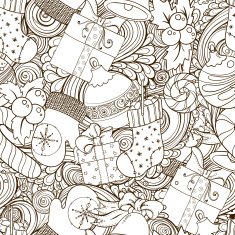 Winter icons vintage seamless pattern N2