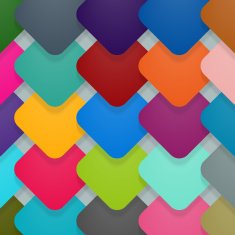Color squares with rounded corners and shadow on gray background