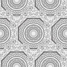 Seamless pattern of round ornaments and other abstract elements