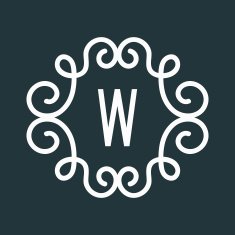 White Vector Vintage Twirl Frame for W Letter Monogram