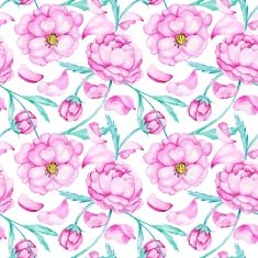 Watercolor pattern with peony
