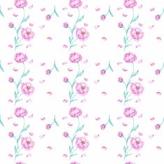 White pattern with watercolor peony