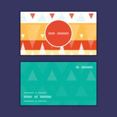 Vector vibrant ikat stripes vertical round frame pattern business cards N2