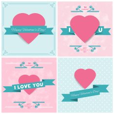 Set Happy Valentines Day cards Vector EPS 10