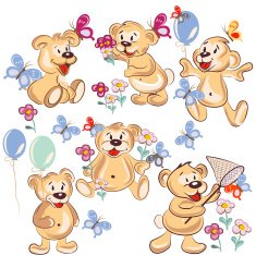 Collection of vector hand drawn cartoon bears for childish desig