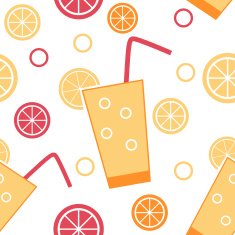 Citrus Cocktail Seamless Pattern Background Vector Illustration