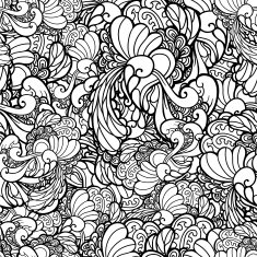 Vector black and white ornamental floral background Pattern for your