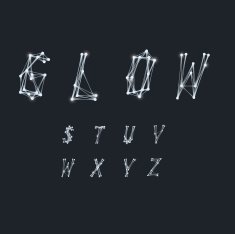 Abstract Alphabet made of transparent white lines