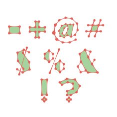 Abstract Symbols made of dots connected lines