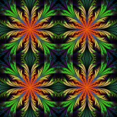 Beautiful pattern from fractal flowers Orange and green palette