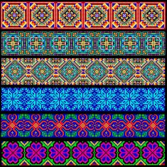 set of ornamental braid strips colored geometric ornament