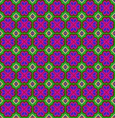 seamless mosaic of geometric ornament with pink flowers